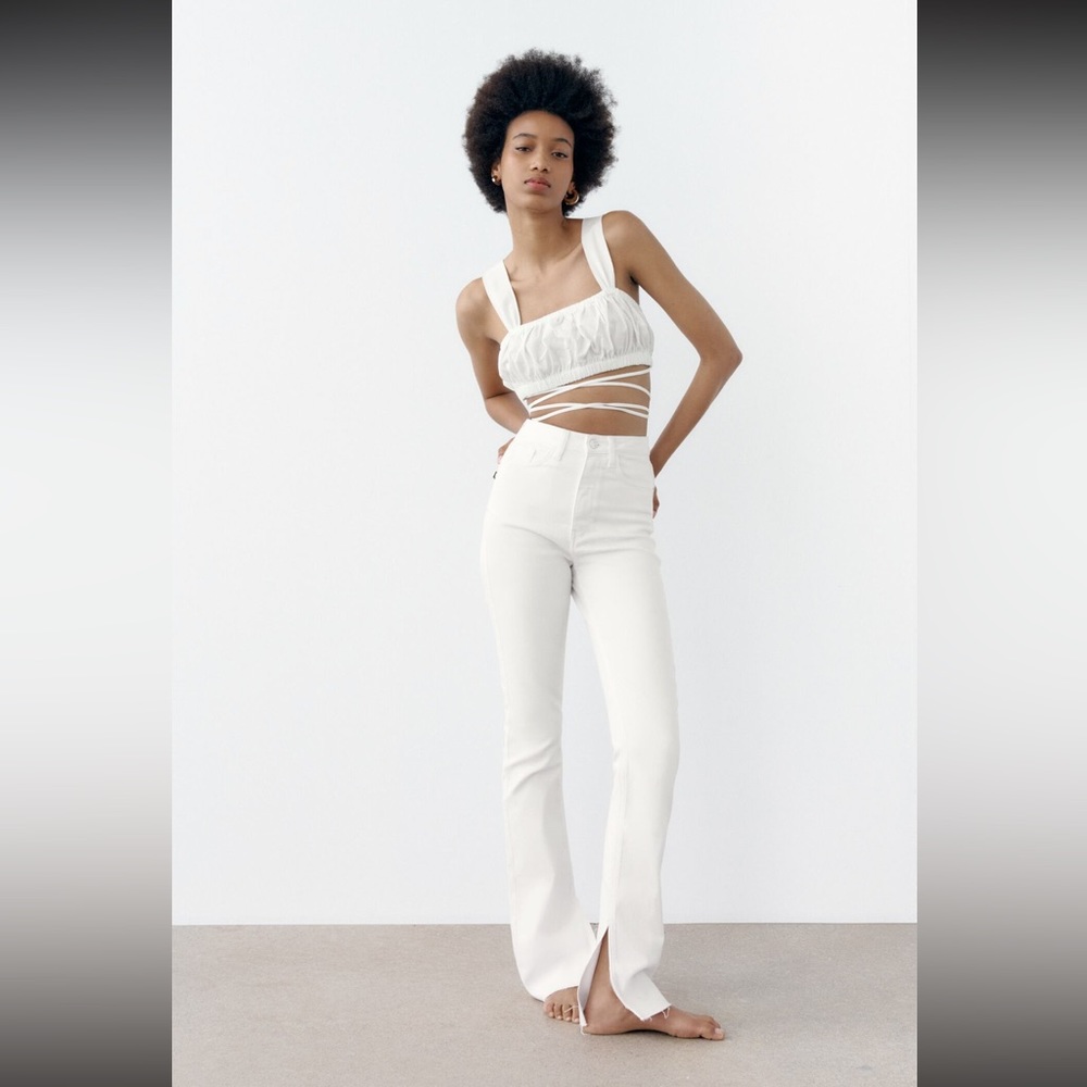 High rise white jeans